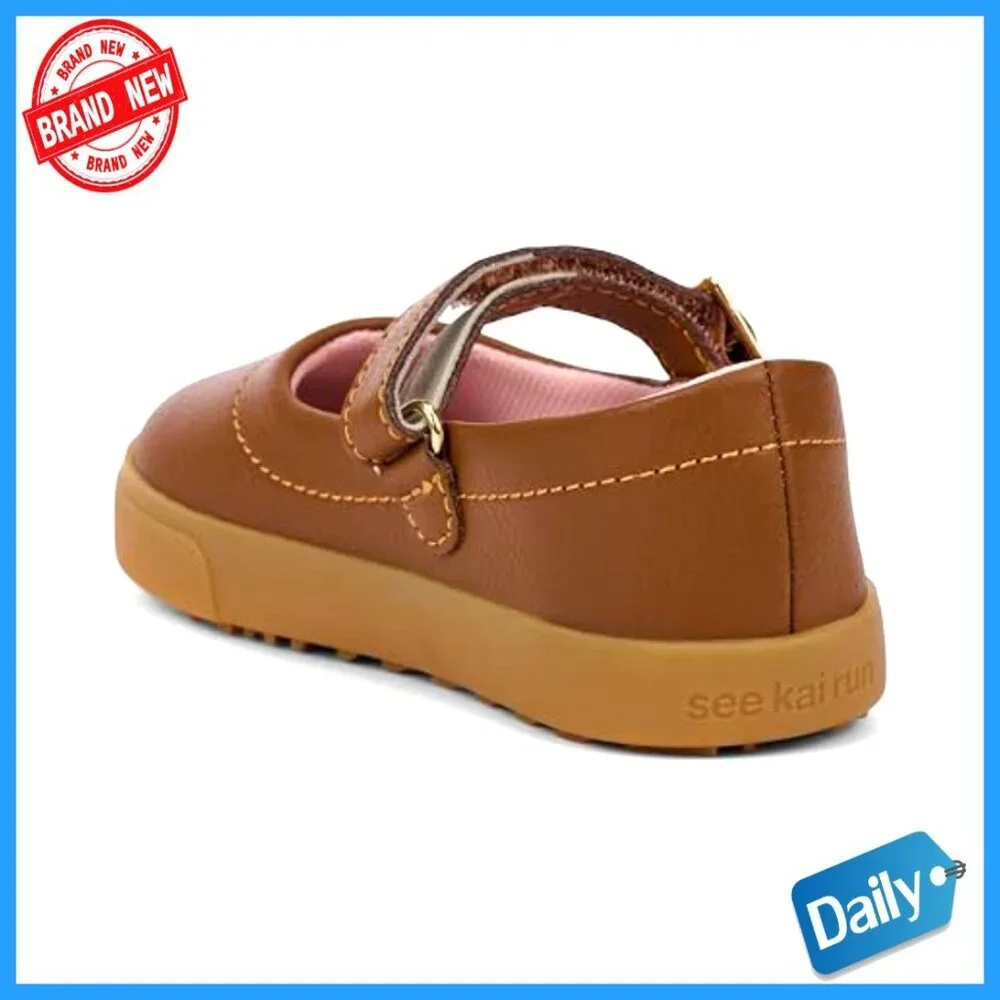 Girls' Mary Jane Flats with Adjustable Strap, Corduroy Upper, APMA Certified